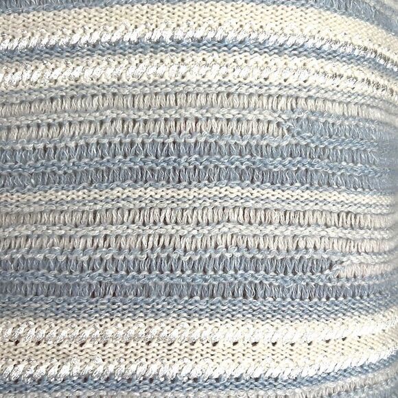 St. John Cashmere Linen Striped V Back Short Sleeves Sweater Top - Picture 12 of 14